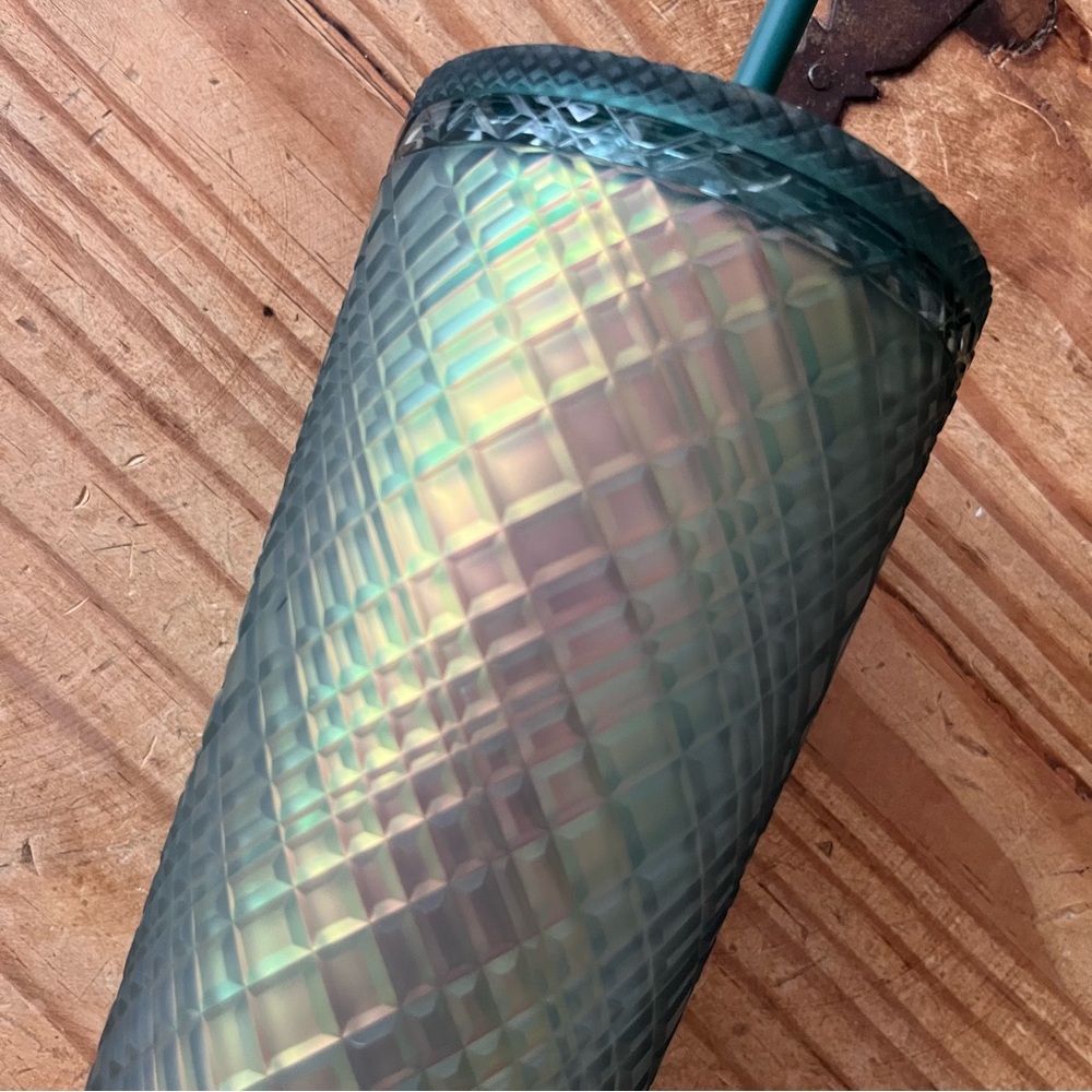 Fall 2023 Starbucks Soft Touch Jeweled Green/Gold Cold Cup Tumbler Venti 24oz - Picture 4 of 6